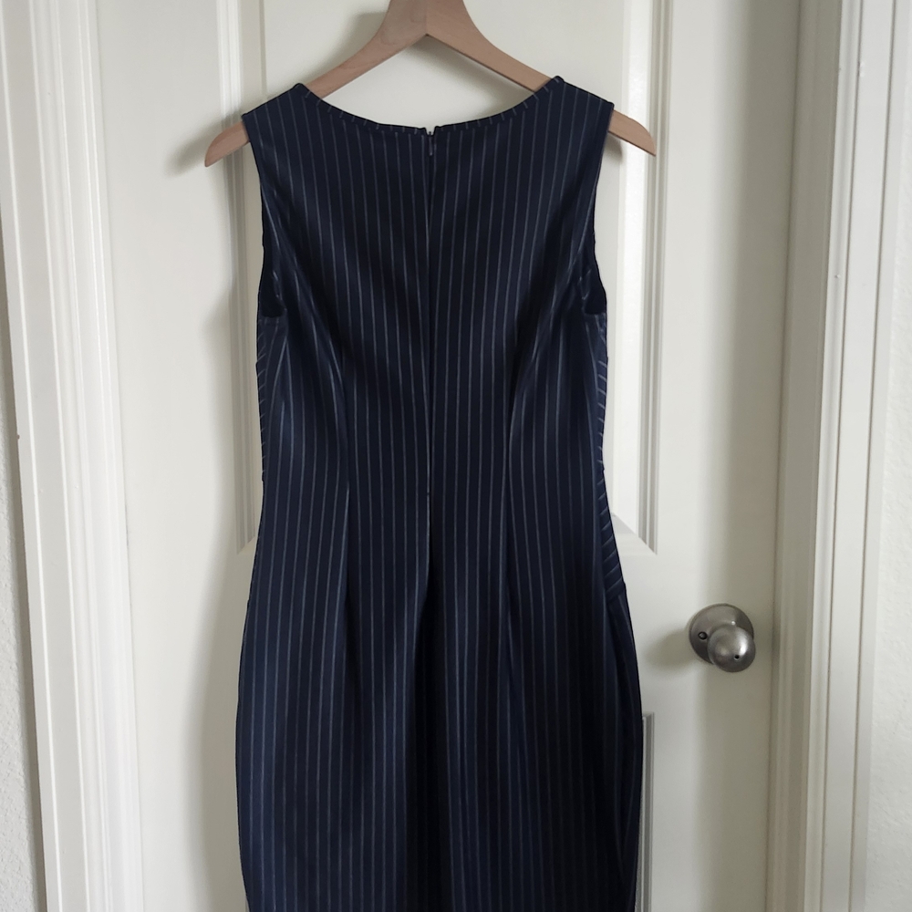 Elegant Navy Pinstripe Dress - Picture 11 of 13
